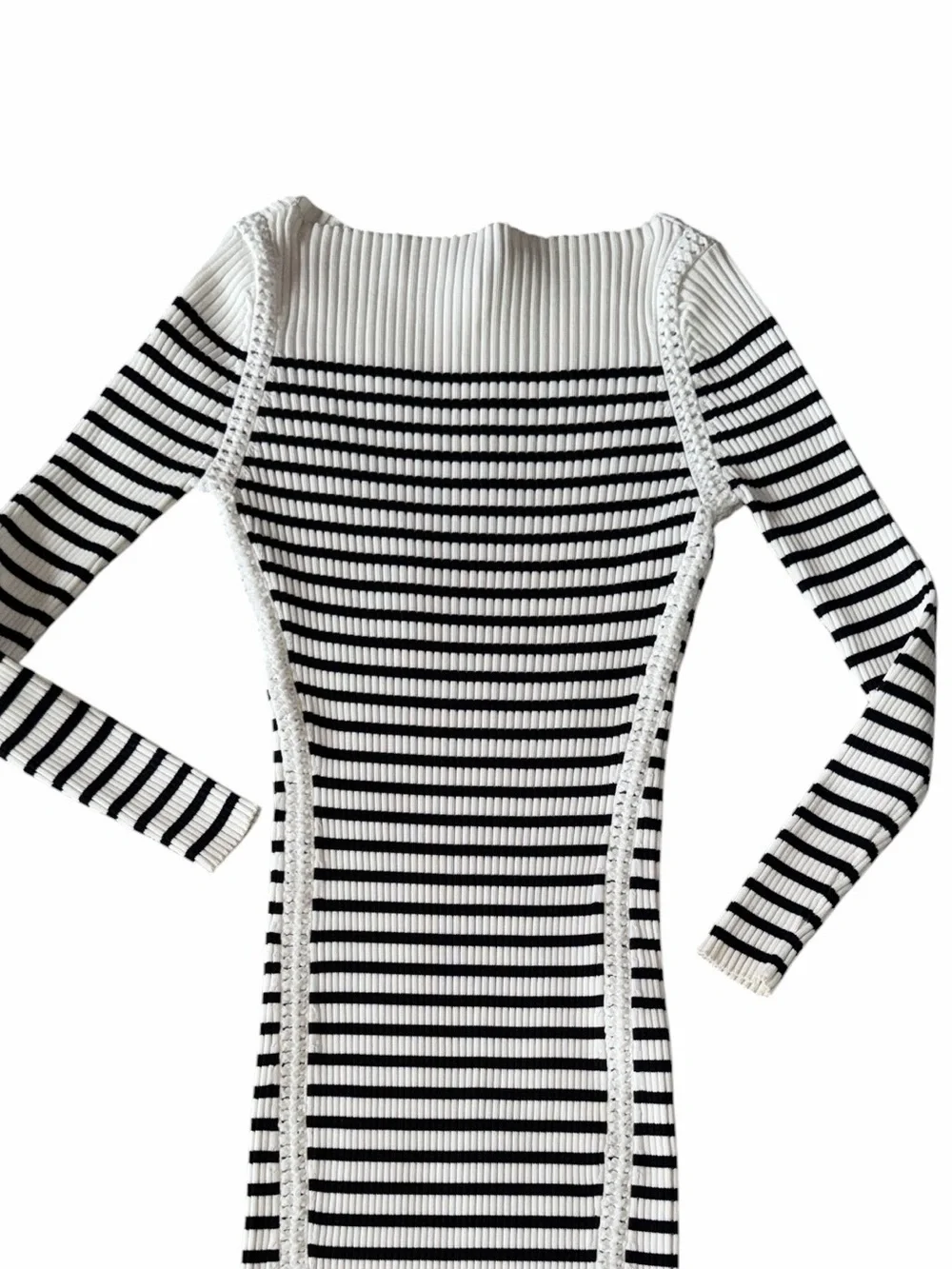 White House Black Market Black & White Striped Crochet Dress Size M